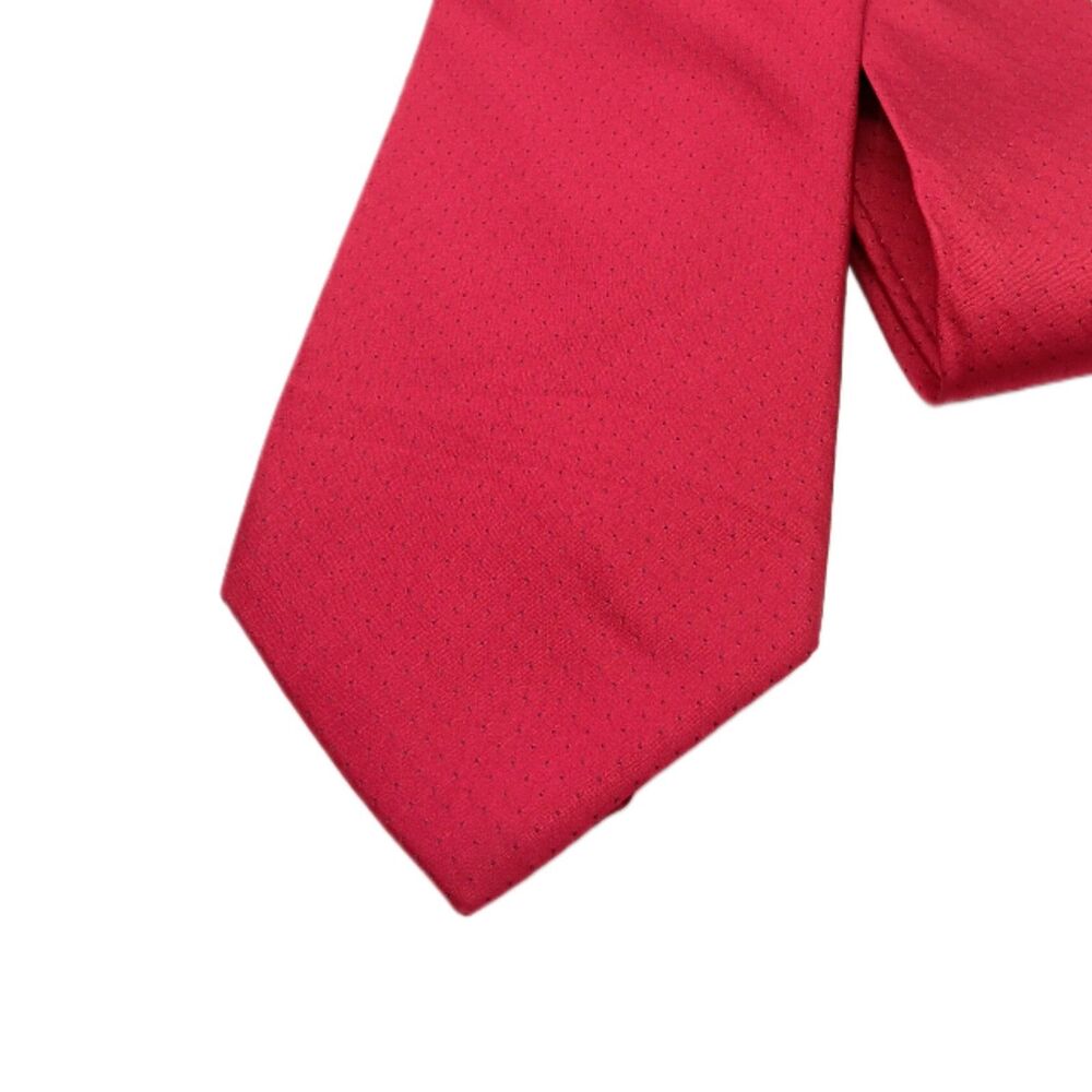 Beau Brummel Soho Silk Tie Mens 60” Solid Red Dot Vtg Designer Wide New